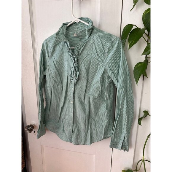 Old Navy size medium green striped button-down shirt - Picture 2 of 8